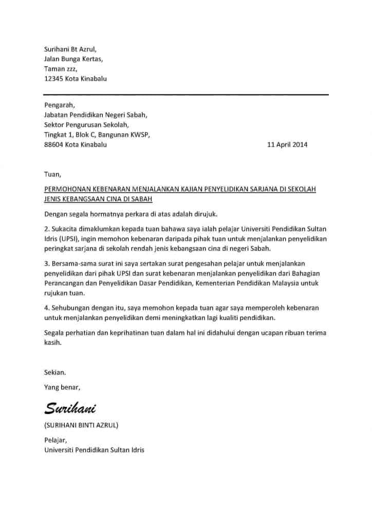 Contoh Surat Rayuan Formal - Selangor s